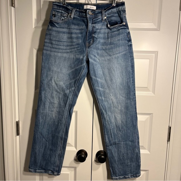 KanCan Women Jeans 11/29 Blue Straight Crop Mom Fit High Rise Med Acid Wash - Picture 1 of 10